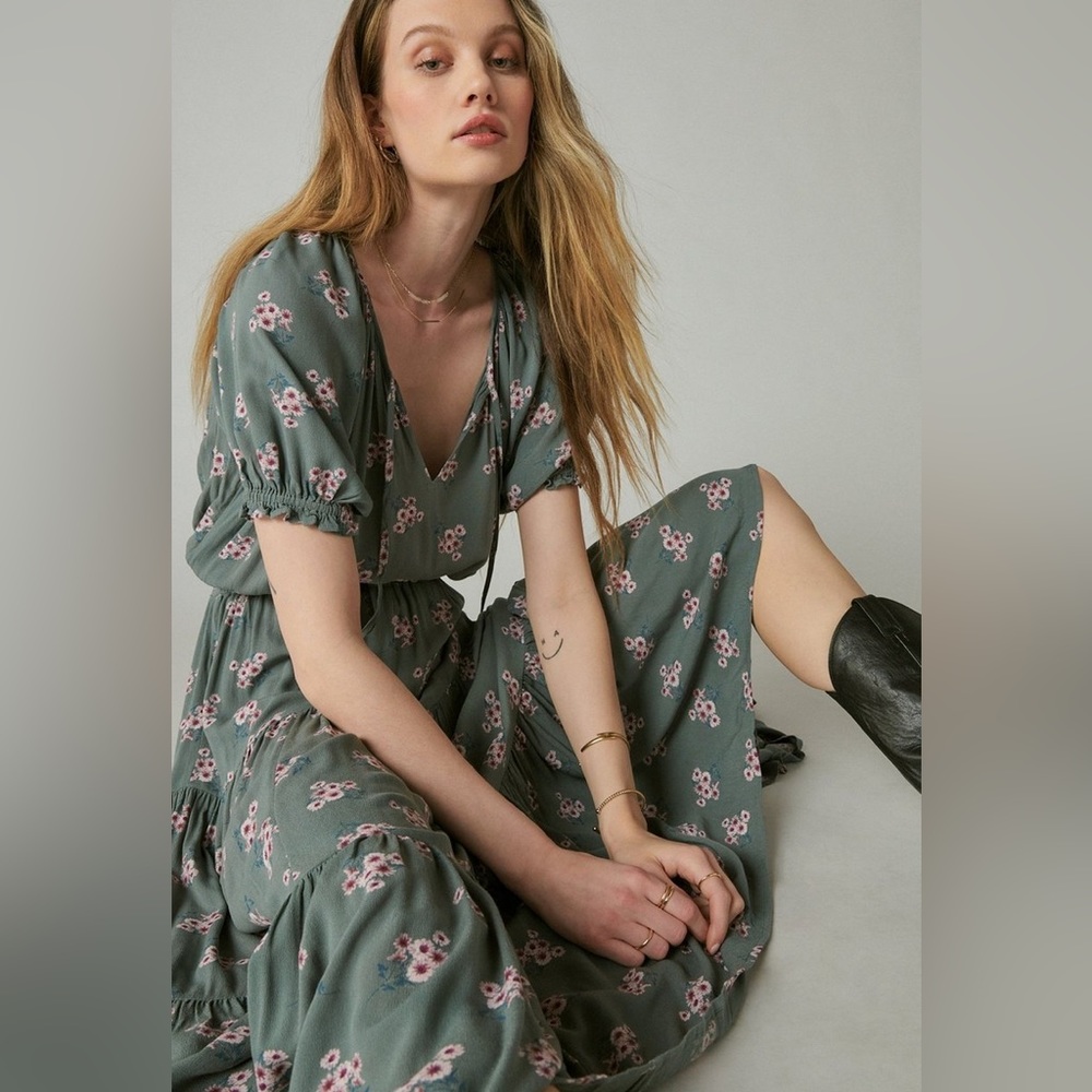 Lucky Brand Boho Smocked Waist Maxi Dress